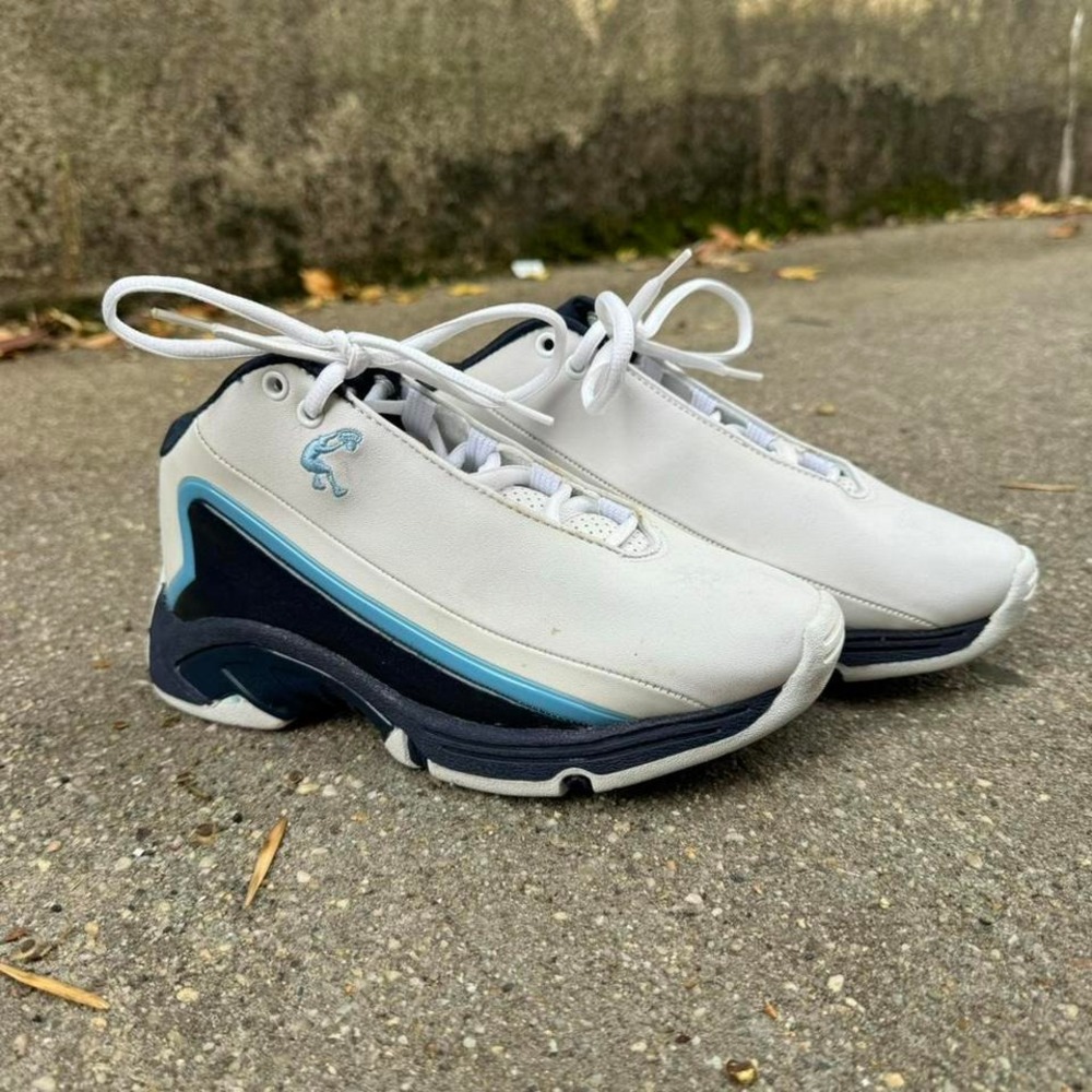 Y2K Shaq Basketball Sneakers Youth 3.5 White Blue‎ Lace Up Sporty Exercise Shoes